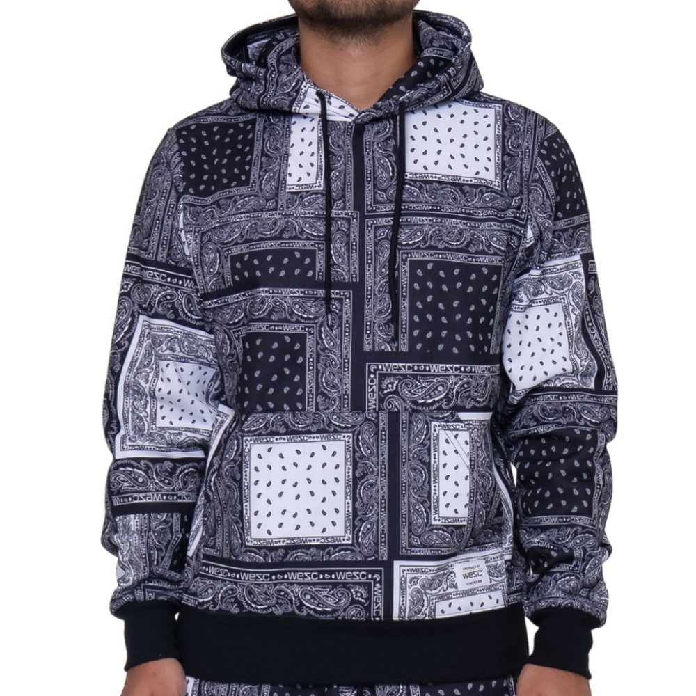 Men's Bandana Print Graphic Fleece Hoodie Sweatshirt,